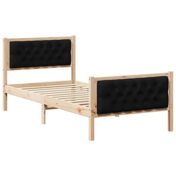 vidaXL Bed Frame with Headboard Black 90 x 200 cm Solid Pine Wood