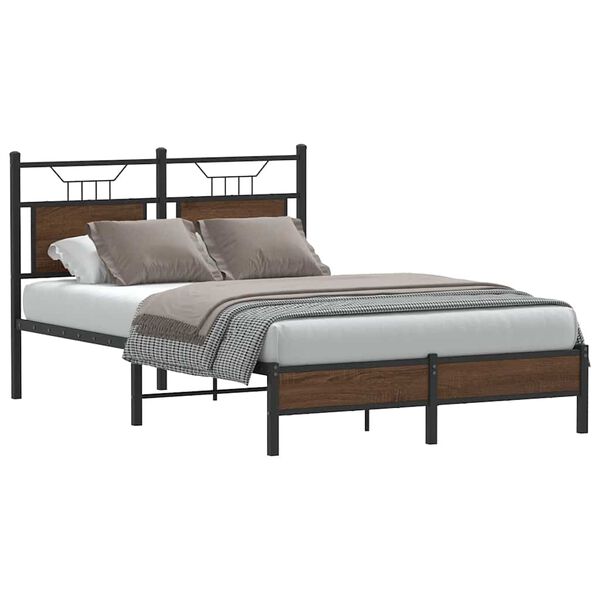 vidaXL Bed Frame without Mattress Brown Oak 120x200 cm Engineered Wood