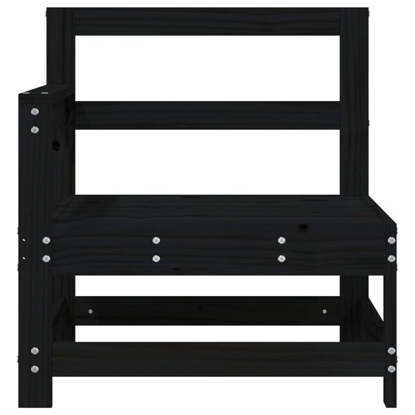 vidaXL Garden Corner Sofas 2 pcs Black Solid Wood Pine