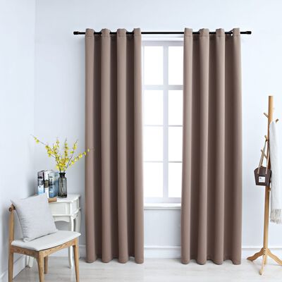 vidaXL Blackout Curtains with Metal Rings 2 pcs Taupe 140x245 cm
