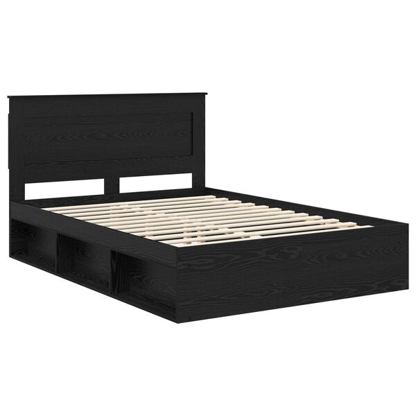 vidaXL Bed Frame with Headboard Black 160 x 200 cm Solid Pine Wood