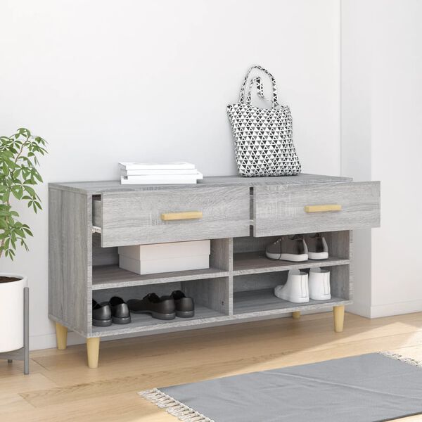 vidaXL Shoe Cabinet Grey Sonoma 102x35x55 cm Engineered Wood