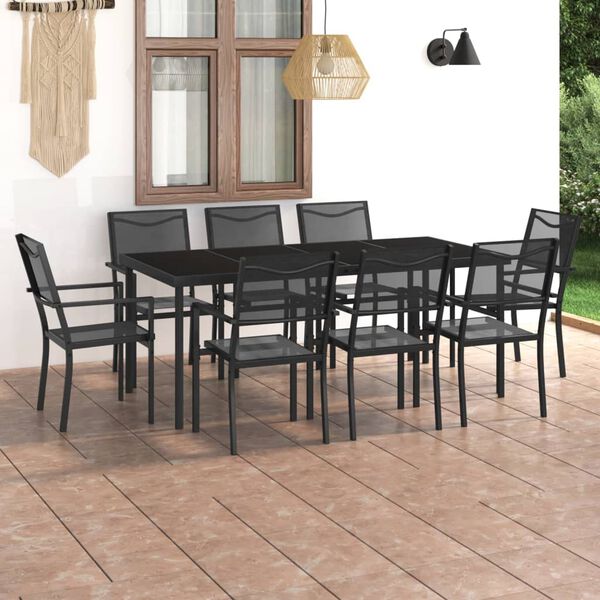 vidaXL 9 Piece Outdoor Dining Set Steel