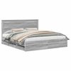 vidaXL Bed Frame with Drawer Grey Sonoma 200 x 200 cm Engineer Wood