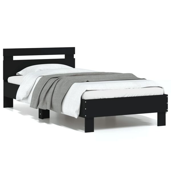 vidaXL Bed Frame without Mattress with Headboard Black 75x190 cm Small Single