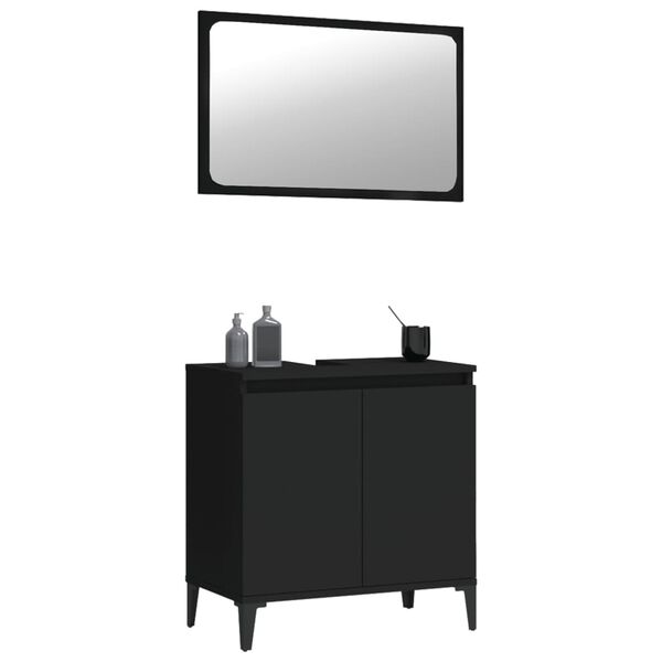 vidaXL 2 Piece Bathroom Furniture Set Black Engineered Wood