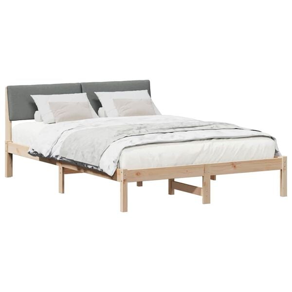vidaXL Bed frame Brown and dark grey 140 x 200 cm Solid pine wood