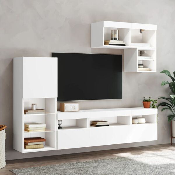 vidaXL 6 Piece TV Wall Units with LED White Engineered Wood