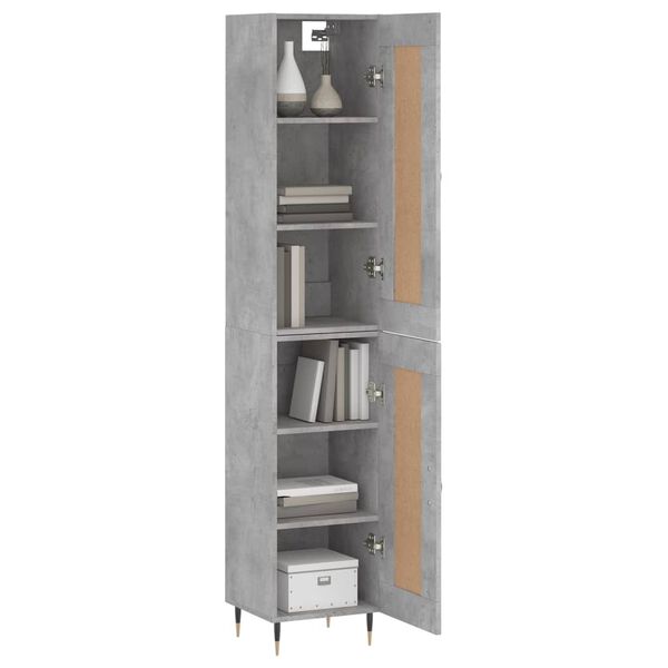 vidaXL Highboard Concrete Grey 34.5x34x180 cm Engineered Wood