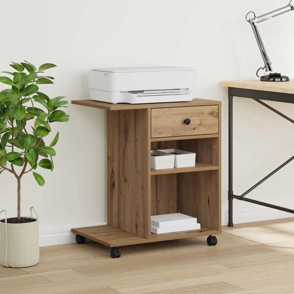 vidaXL Printer Stand Artisian Oak 60 x 40 x 68.5 cm Engineered Wood
