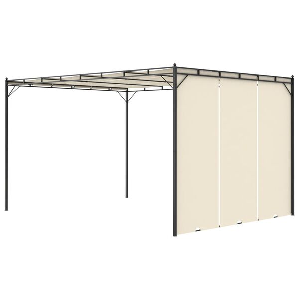 vidaXL Garden Gazebo with Side Curtain 4x3x2.25 m Cream