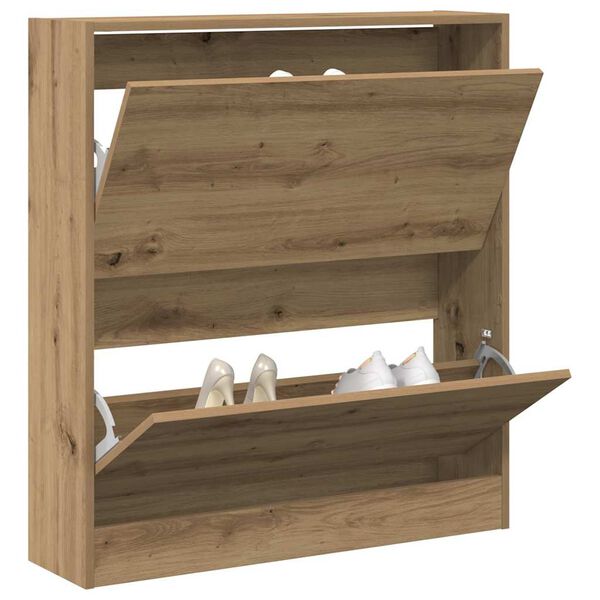 vidaXL Shoe Cabinet Smoked Oak 80x21x87.5 cm Engineered Wood
