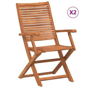 vidaXL Folding Chairs with Armrest 2 pcs Solid Wood Acacia