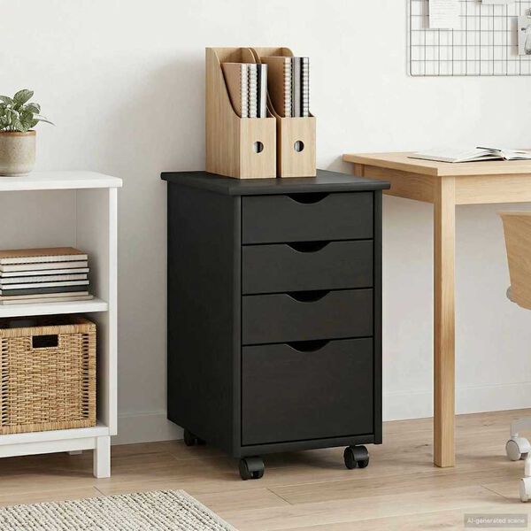 vidaXL Rolling Cabinet with Wheel Grey 34 x 39 x 56 cm Solid Pine Wood