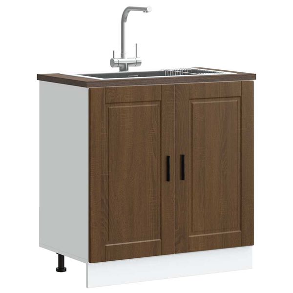 vidaXL Sink Base Cabinet&nbsp;"Porto" Brown Oak 80x46x81.5 cm&nbsp;Engineered Wood