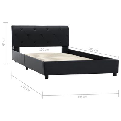 vidaXL Bed Frame Black Faux Leather 100x200 cm