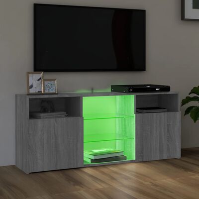 vidaXL TV Cabinet with LED Lights Grey Sonoma 120x30x50 cm