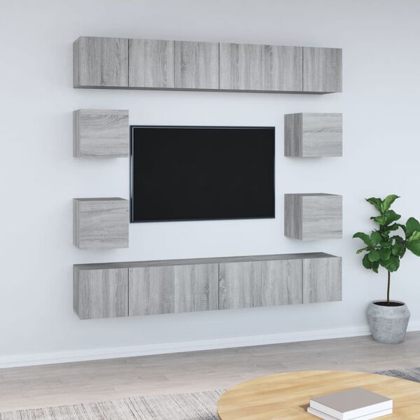 vidaXL 10 Piece TV Cabinet Set Grey Sonoma Engineered Wood