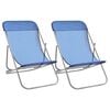 vidaXL Folding Beach Chairs 2 pcs Blue Textilene&Powder-coated Steel