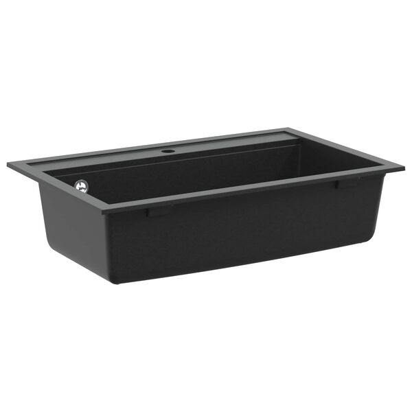 vidaXL Granite Kitchen Sink Single Basin Black