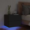 vidaXL Wall-mounted Bedside Cabinet with LED Lights Black