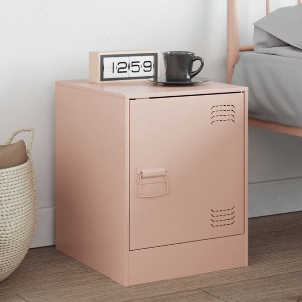 vidaXL Bedside Cabinet Pink 34.5x39x44 cm Steel