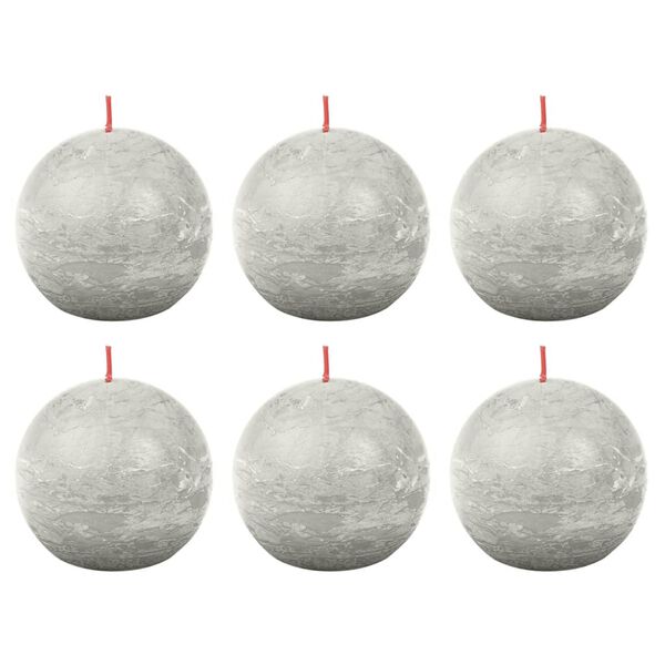 Bolsius Rustic Ball Candles Shine 6 pcs 76x71 mm Sandy Grey