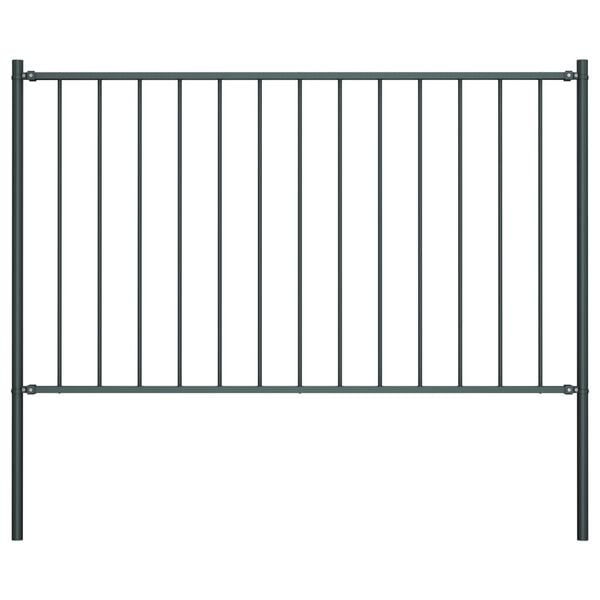 vidaXL Fence Panel with Posts Powder-coated Steel 1.7x1 m Anthracite