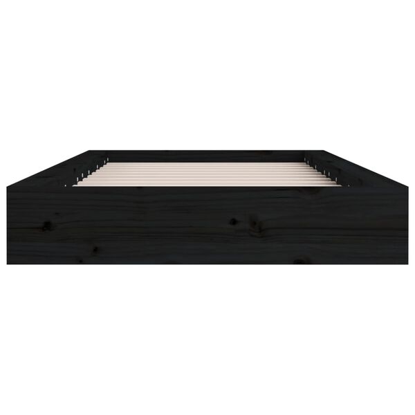 vidaXL Bed Frame without Mattress Black 135x190 cm Double Double Solid Wood