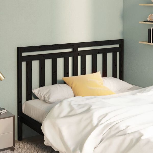 vidaXL Bed Headboard Black 126x4x100 cm Solid Wood Pine