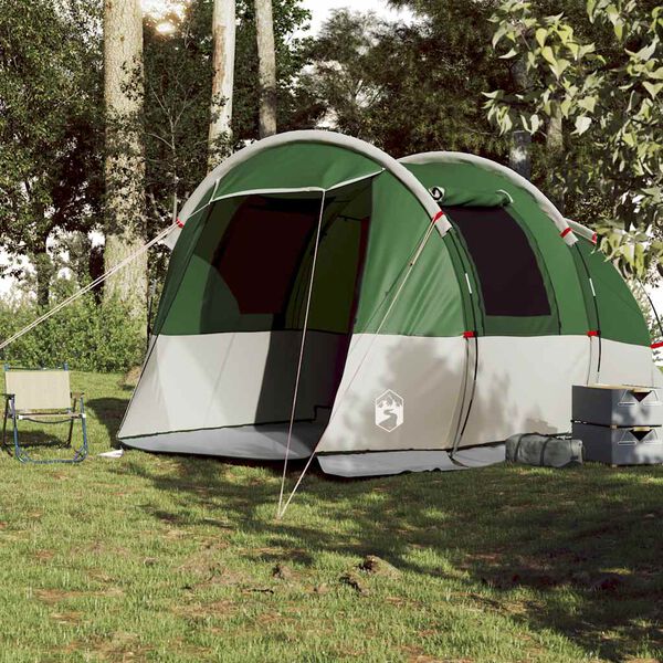 vidaXL Camping Tent Tunnel 4-Person Green Waterproof