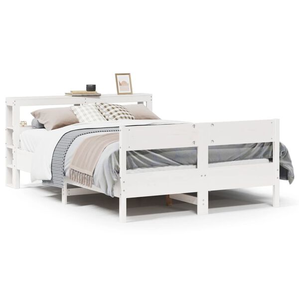 vidaXL Bed Frame without Mattress White 140x200 cm Solid Wood Pine