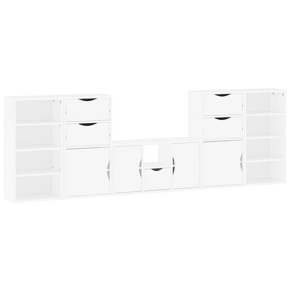 vidaXL 5 Piece TV Units with Storage ODDA White Solid Wood Pine