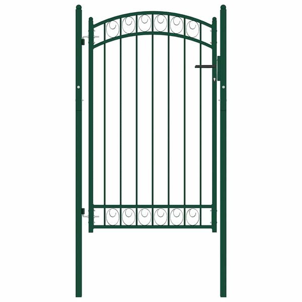 vidaXL Fence Gate with Arched Top Steel 100x106 cm Green