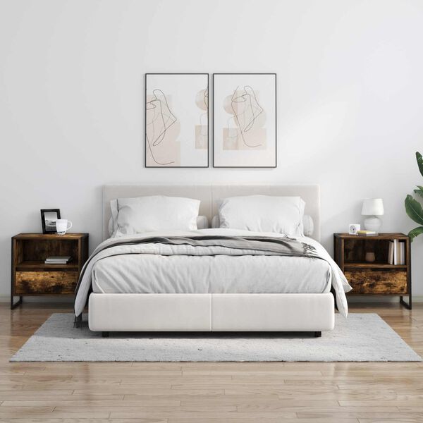 vidaXL Bedside Table Smoke Oak 50 x 39.5 x 50 cm Engineered Wood