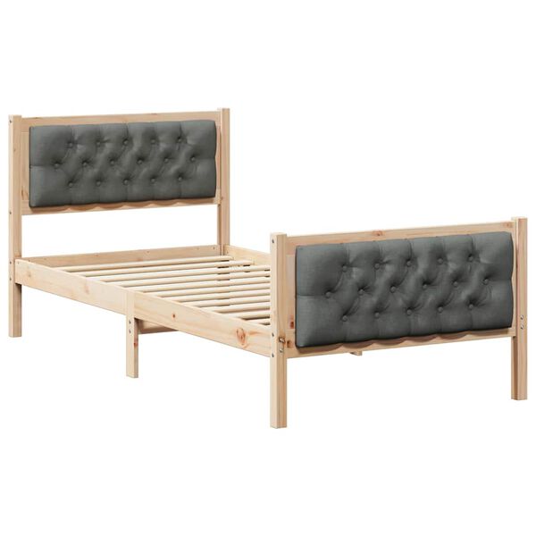 vidaXL Bed Frame with Headboard Dark Grey 90 x 190 cm Solid Pine Wood