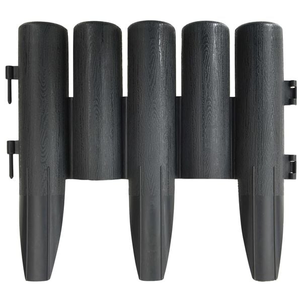 vidaXL Lawn Edgings 36 pcs Anthracite 10 m PP