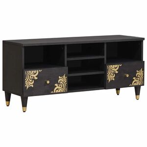vidaXL TV Cabinet Black 100 x 33 x 46 cm Solid Mango Wood