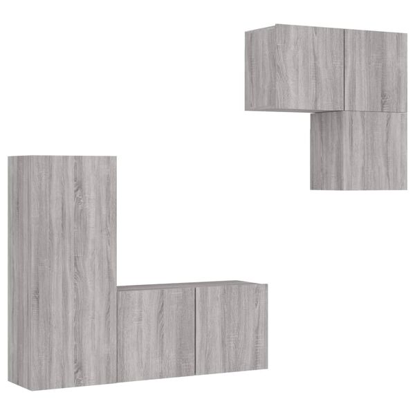 vidaXL 4 Piece TV Wall Units Grey Sonoma Engineered Wood