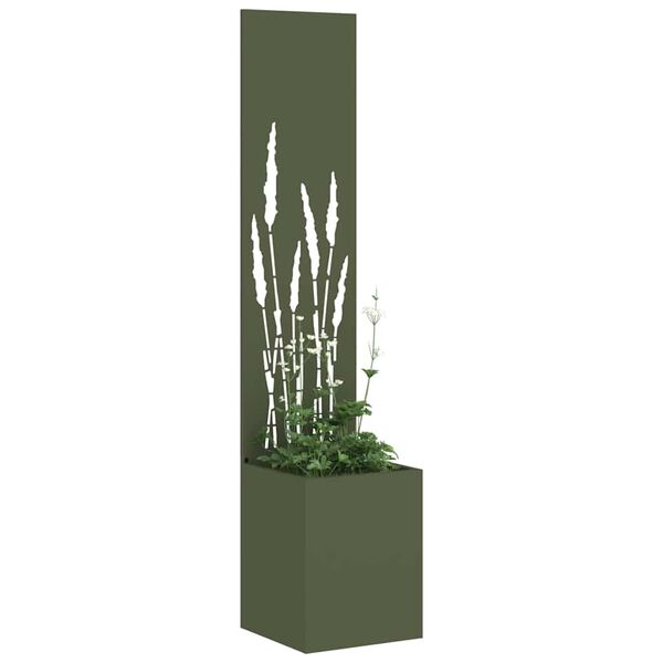 vidaXL Garden Privacy Screen Olive green 32 x 140 cm Cold-rolled steel