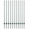 vidaXL Embedded Fence Post 11 pcs Green 180 cm Powder-Coated Steel
