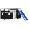 vidaXL Kids' Loft Bed with Curtains without Mattress White&Black 80x200cm