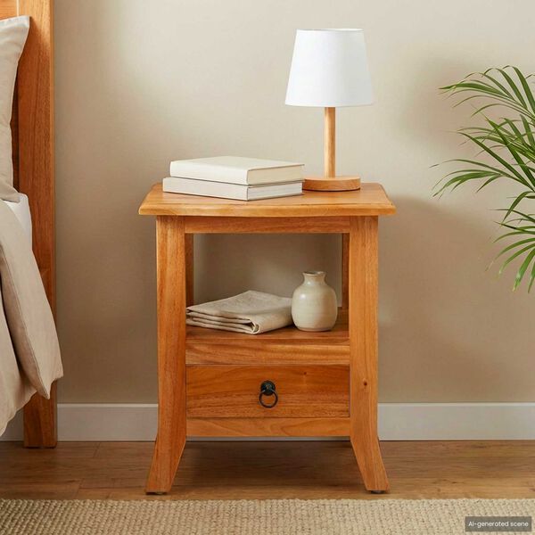 vidaXL Bedside Cabinet Natural 40 x 40 x 45.5 cm Solid Mahogany Wood