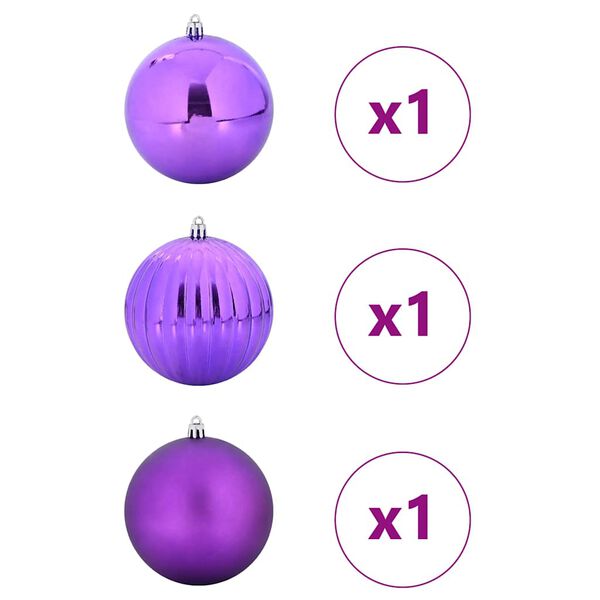 vidaXL Christmas Bauble Set 3 pcs Lilac Plastic