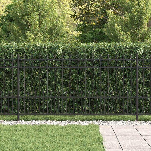 vidaXL Spike Ring Fence Black 200 x 150 cm Powder-Coated Steel