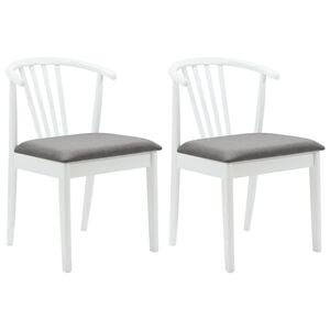 vidaXL Dining Chair 2 pcs White and Grey Solid Rubberwood