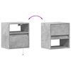 vidaXL Wall-mounted Bedside Cabinet with LED Lights Concrete Grey