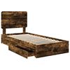 vidaXL Storage Bed with Drawer Smoked Oak 90 x 200 cm Engineered Wood