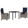 vidaXL Garden Dining Set 3 pcs Grey Poly Rattan