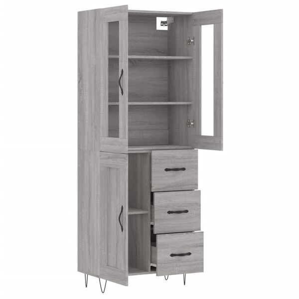 vidaXL Highboard Grey Sonoma 69.5x34x180 cm Engineered Wood